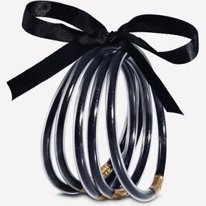 New Michelle McDowell “Layla Black” Glitter Filled Stackable Silicone Bracelets